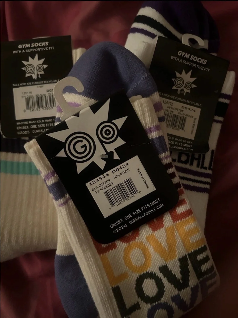 3 Pairs Striped Multicolor Unisex Adults One Size